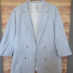 Classic Blue & White Striped Blazer – Size M Brand: MB